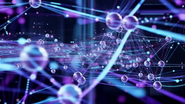 Abstract blue technology background with glowing lights and digital energy animation 4k video