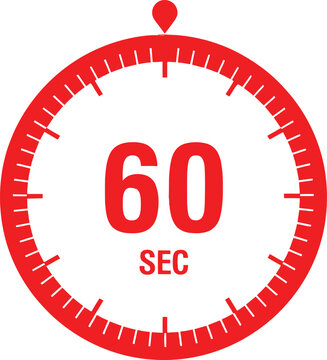 Red sixty seconds timer icon for countdown and time management Vector