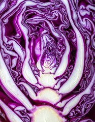 Obraz premium Rotkohl-Detailaufnahme (roh, angeschnitten)