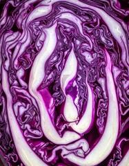 Obraz premium Rotkohl-Detailaufnahme (roh, angeschnitten)