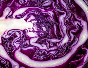 Obraz premium Rotkohl-Detailaufnahme (roh, angeschnitten)