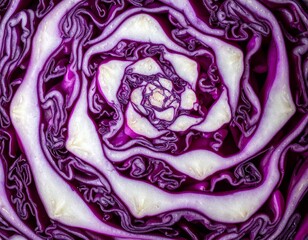 Obraz premium Rotkohl-Detailaufnahme (roh, angeschnitten)