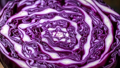 Obraz premium Rotkohl-Detailaufnahme (roh, angeschnitten)