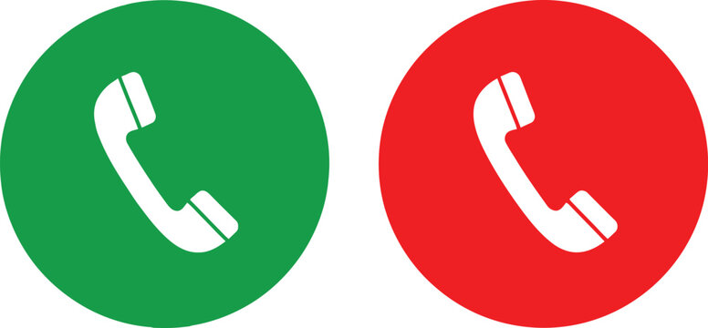 Green and red phone call buttons for accepting and declining mobile phone calls Vector