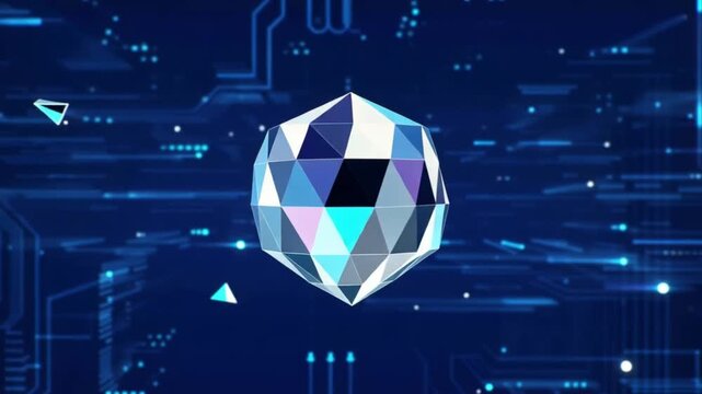 A glowing digital network spreads across a futuristic world map and glowing technology background animation 4k video