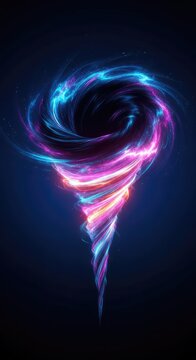 Conceptual illustration of gravitational pull, featuring swirling dark matter and vibrant energy converging in a massive vortex flow, illustration, energy, depth