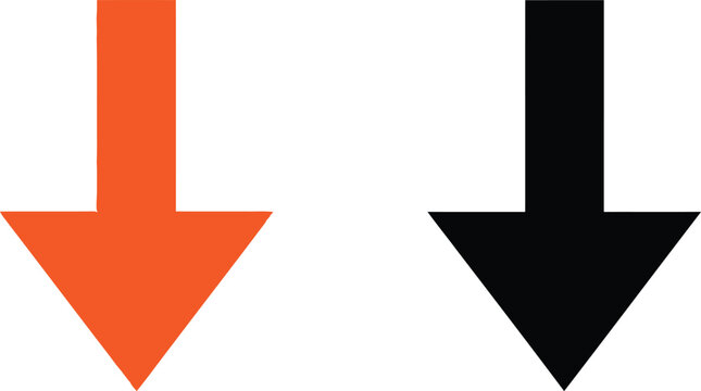 Orange and black down arrow icons for website navigation and design Vector