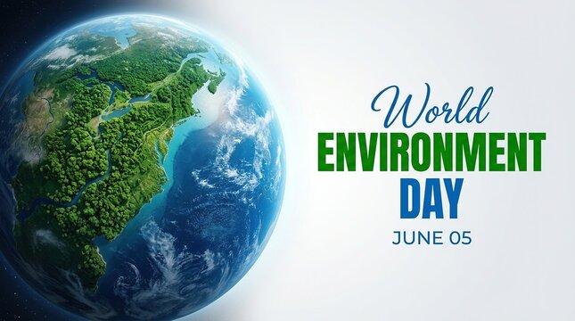 World Environment Day poster with Earth globe isolated on transparent background