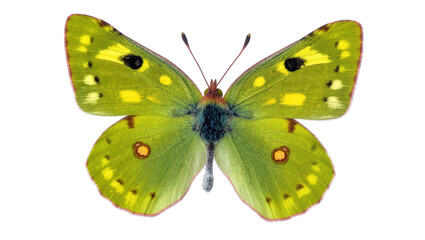 Green Yellow Spotted Butterfly with Delicate Antennae and Wing Patterns © Maria