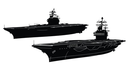 Aircraft carrier ship silhouette black and white naval vessel silhouette © Jewel