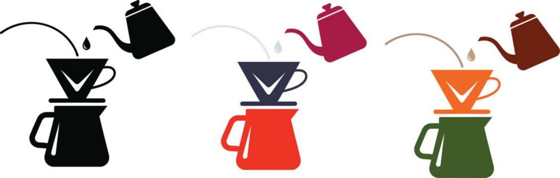 Vector illustration of an abstract background featuring a design set of repair tools and various beverage icons like a coffee cup, water glass, and tea mug container