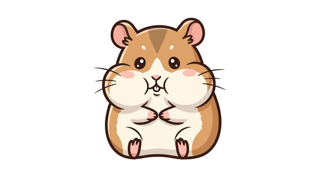 Cute Cartoon Hamster with Puffed Cheeks Illustration