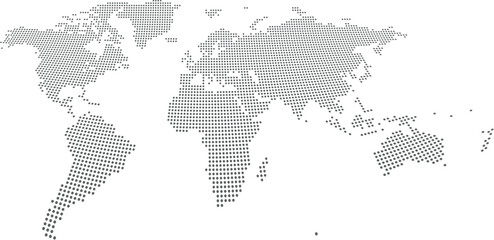 Fototapeta premium World Map with Dotted Regions and Continents Clean Vector Illustration