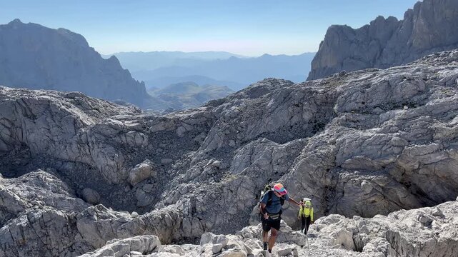 Trekking the Anillo de Picos trail in the Picos de Europa National Park, Cantabria, Spain