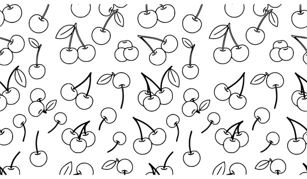 Minimal cherry seamless pattern vector fruit outline repeat background