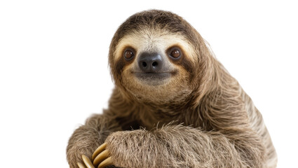 Brown furry Sloth with Amber Eyes and Claws looking directly at camera © Maria