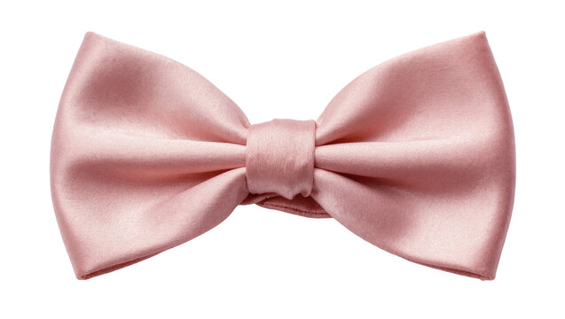 Pale pink satin bow tie with elegant folds and central knot