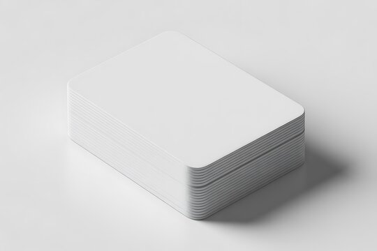 A stack of blank white playing cards with rounded corners