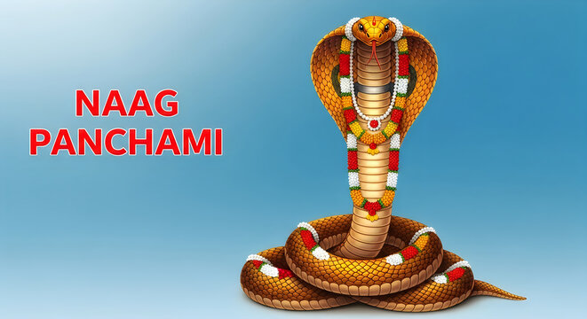 Decorated Cobra Snake for Naag Panchami Festival Celebration, Hindu Culture