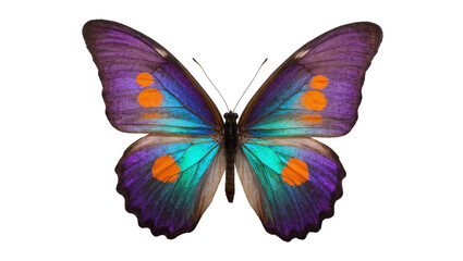 Blue Purple Butterfly with Orange Spots Resting Wings Open © Maria