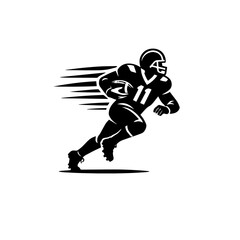 Fototapeta premium American Football Running Player Silhouette Vector | Dynamic Athlete Speed Sports Illustration