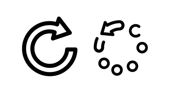 Refresh and loading spinner symbols black line icons set on white background with user interface line art design element internet connection rotation