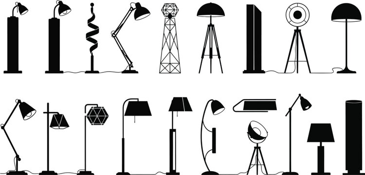 Variety of modern desk lamps illustration Vector