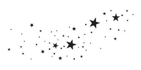 Black stars and dots forming a decorative trail or celestial pattern © md
