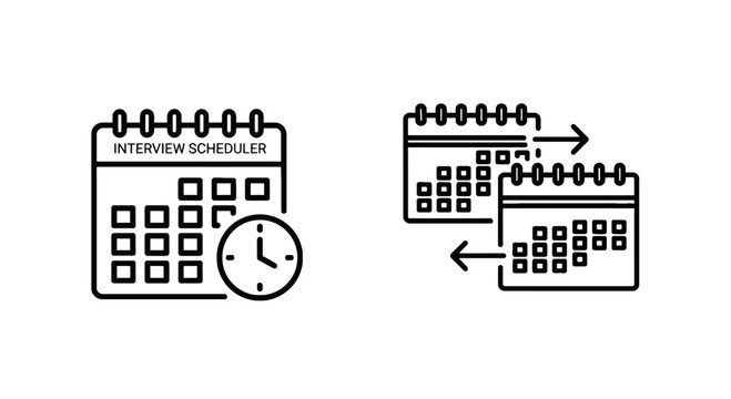 Time management appointment scheduling and calendar event rescheduling icon set with calendar schedule management appointment rescheduling adjustment