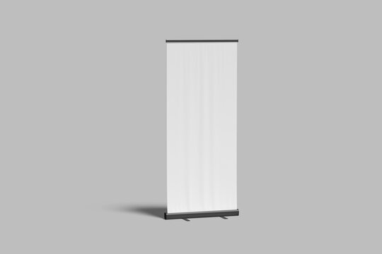 Realistic Roll Up Banner Blank Mockup Set