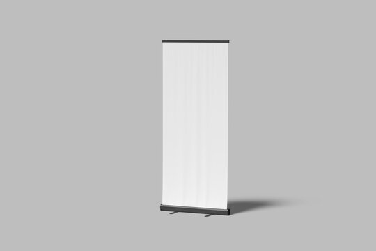 Realistic Roll Up Banner Blank Mockup Set