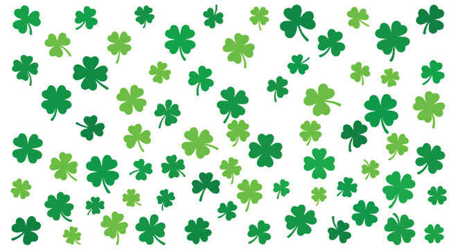 Green clover pattern on a white background
