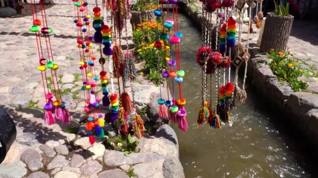 Typical Andean decorations made by Peruvian artisans