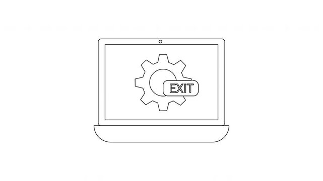 Computer screen with gear and exit button icon.