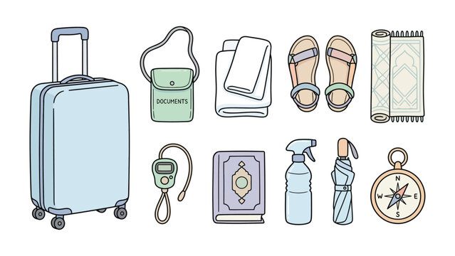Traveling essentials: A collection of travel essentials meticulously arranged, offering a glimpse into the art of preparation for a journey, ensuring both comfort and practicality.
