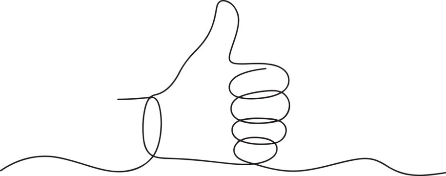 Thumbs up line-continuous line drawing. one line Icon drawing