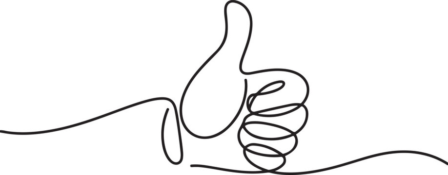 Thumbs up line-continuous line drawing. one line Icon drawing