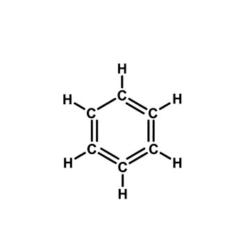 Benzene chemical structure silhoute vector