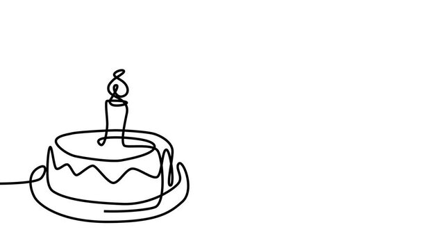 Simple line drawing of a birthday cake