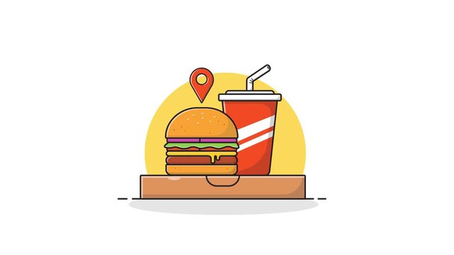 4k Food Delivery Location Concept Animation Video