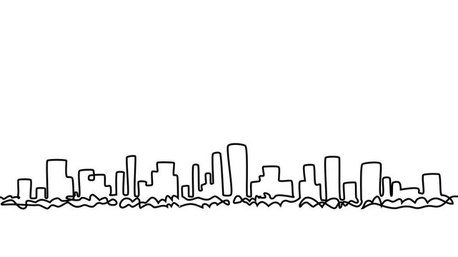 Minimalist line art of city skyline