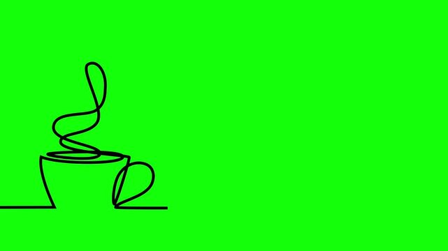 Simple line art depicts a coffee cup