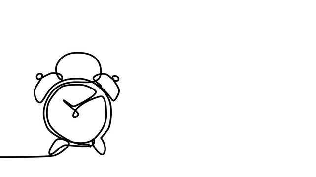 Minimalist line drawing of a classic alarm clock