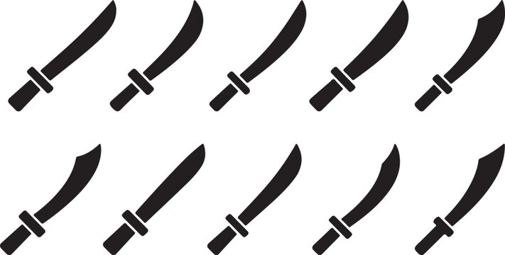 Silhouetted Swords: A striking illustration showcasing the stark silhouette of meticulously crafted swords, each poised with lethal elegance.