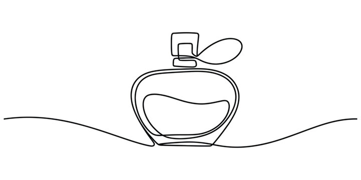 Continuous single line drawing of a perfume bottle