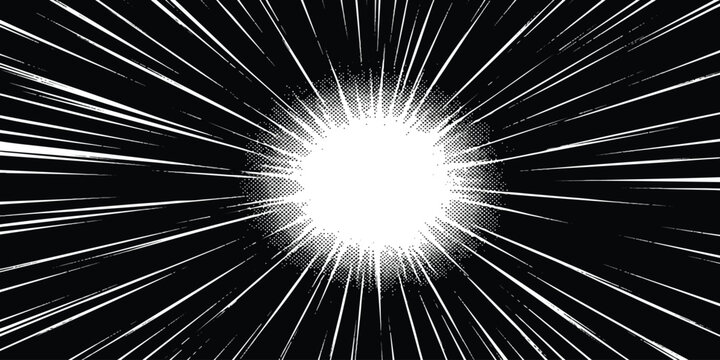 Abstract speed lines effect with a bright center point for comic book and action design