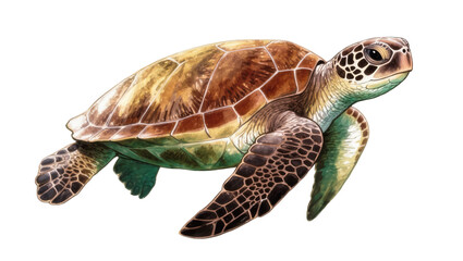 Green Sea Turtle Resting on White Surface © Natalia