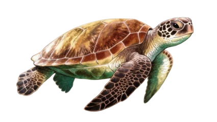 Fototapeten Schildkröte Green Sea Turtle Resting on White Surface  © Natalia