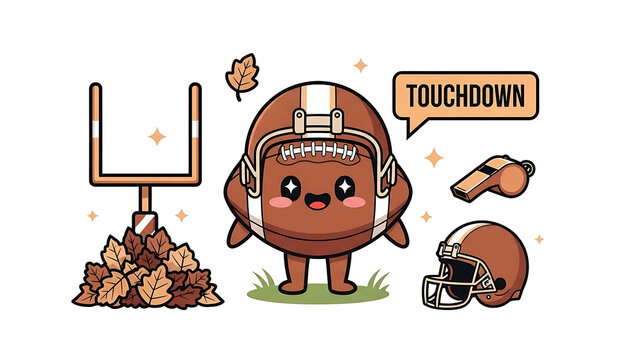 Football player celebrating touchdown victory isolated on a transparent background