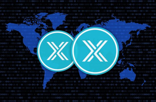 immutable x-imx cryptocurrency images on digital background. 3d illustrations.